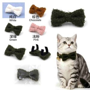 Gravata borboleta Teddy Velvet Cat – pel&uacute;cia, antiest&aacute;tica, mini la&ccedil;o de 8 &times; 4 cm com velcro duplo nas costas para atacado e OEM