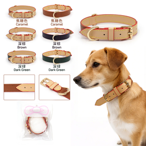 Louis Plaid-Hundehalsband aus Leder – Zweifarbiges Designer-Halsband aus PU-Leder mit doppeltem D-Ring und kantenge&ouml;lter Oberfl&auml;che | Heyri Pet OEM/ODM Gro&szlig;handel