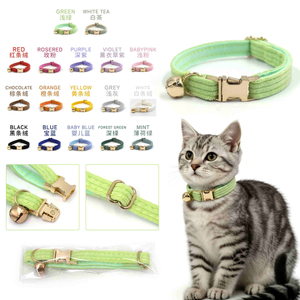 コーデュロイ猫首輪 — 17 色、S & L サイズ、クイックリリース卸売および OEM