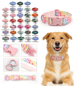Hundehalsband mit farbiger Schnalle und Aufdruck – Ultraleichtes Designerhalsband mit farblich abgestimmten Kunststoffbeschl&auml;gen | Heyri Pet OEM/ODM Gro&szlig;handel